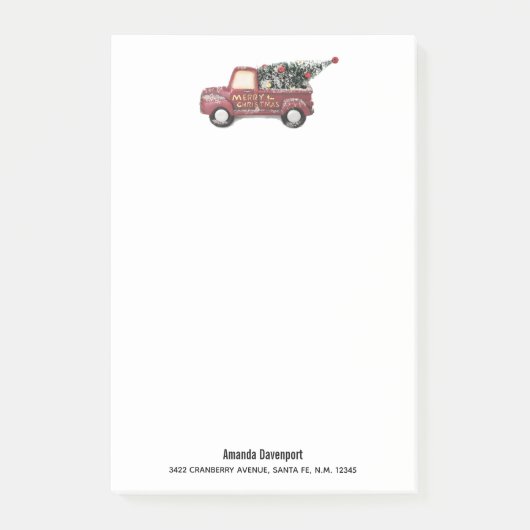 ヴィンテージツリー付き赤おもちゃのトラック ポストイット (正面)