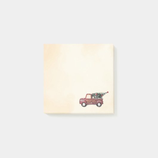 ヴィンテージツリー付き赤おもちゃのトラック ポストイット (正面)