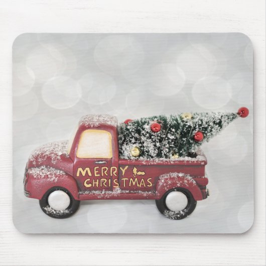 ヴィンテージツリー付き赤おもちゃのトラック マウスパッド (正面)