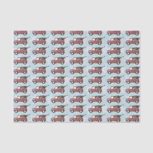 ヴィンテージツリー付き赤おもちゃのトラック 薄葉紙 (正面)