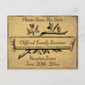 ヴィンテージツリー分岐バナー日付の保存 案内ポストカード (正面)