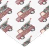 ヴィンテージツリー模様の赤いトイ車 テーブルクロス (アングル)