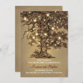 ヴィンテージツリー素朴ライト日付招待状の保存 セーブザデート (正面/裏面)