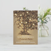 ヴィンテージツリー素朴ライト日付招待状の保存 セーブザデート (スタンド正面)