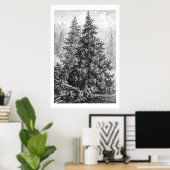 ヴィンテージツリー1800sアンティークヨーロッパのトウヒ ポスター (ホームオフィス)
