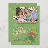 ヴィンテージツリー&カンディケインホリデーフォトフラットカード シーズンカード (正面/裏面)