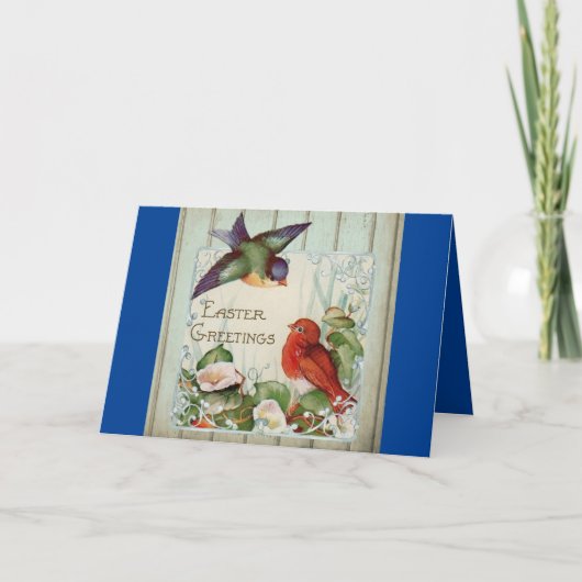 ヴィンテージツーバードイースターホリデーカード シーズンカード (正面)
