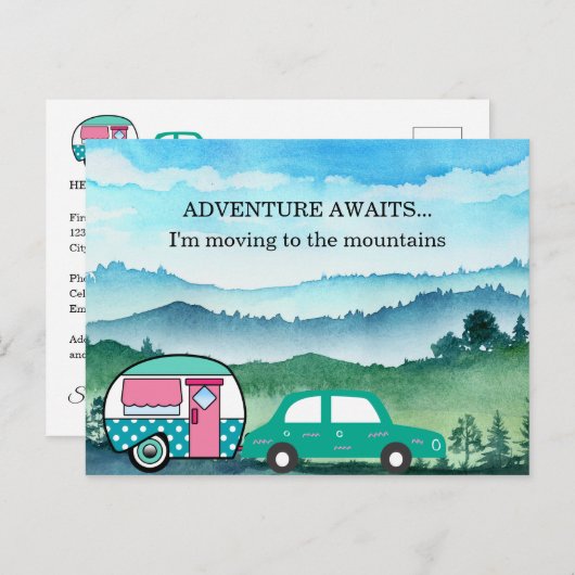 ヴィンテージティアドロップキャンパー山脈アドレス変更 案内ポストカード (正面/裏面)