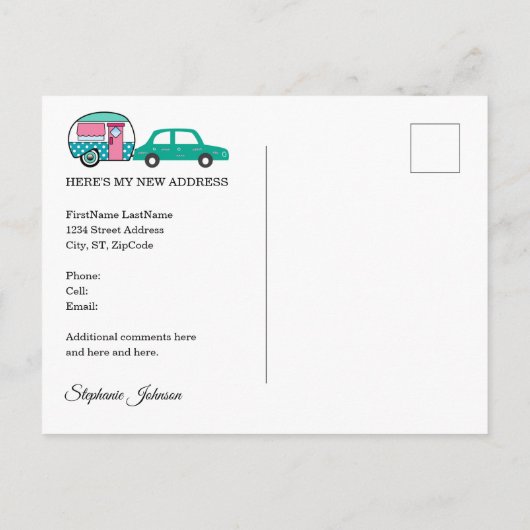 ヴィンテージティアドロップキャンパー山脈アドレス変更 案内ポストカード (裏面)