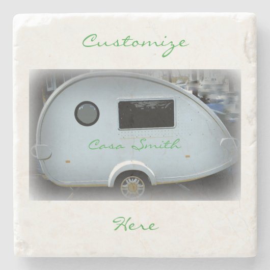 ヴィンテージティアドロップトレーラーキャラバンThunder_Cove ストーンコースター (正面)