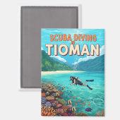 ヴィンテージティオマンマレーシアのスキューバダイビング マグネット (正面/裏面)