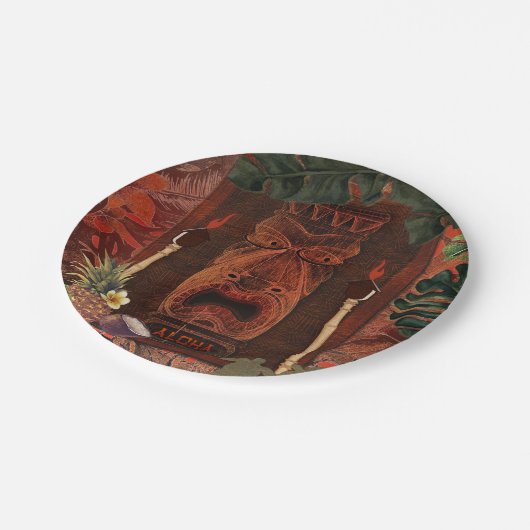 ヴィンテージティキアロハハワイアンルアウ（ハワイ式宴会）バースデーパーティー ペーパープレート (アングル)