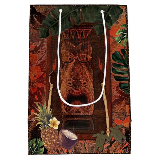 ヴィンテージティキアロハハワイアンルアウ（ハワイ式宴会）バースデーパーティー ミディアムペーパーバッグ (裏面)