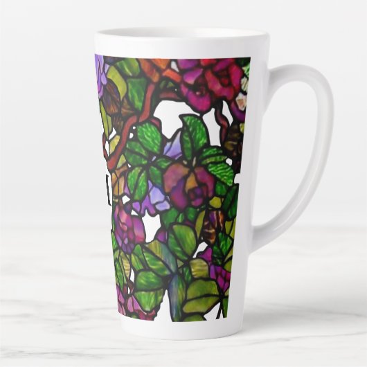 ヴィンテージティファニーステンドグラスパープルバラ カフェラテマグ (右)