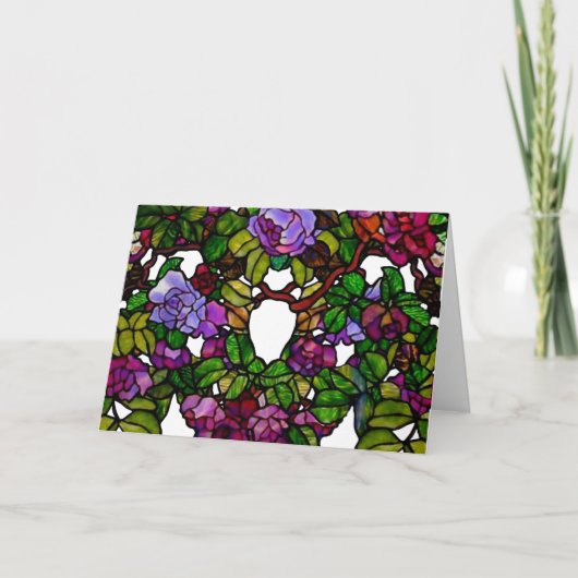 ヴィンテージティファニーステンドグラスパープルバラ カード (正面)