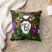 ヴィンテージティファニーステンドグラスパープルバラ クッション (ブランケット)