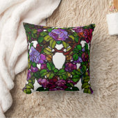 ヴィンテージティファニーステンドグラスパープルバラ クッション (ブランケット)