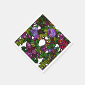 ヴィンテージティファニーステンドグラスパープルバラ スタンダードカクテルナプキン (角)