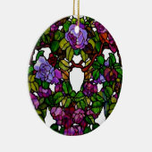 ヴィンテージティファニーステンドグラスパープルバラ セラミックオーナメント (右)