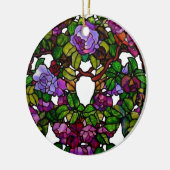 ヴィンテージティファニーステンドグラスパープルバラ セラミックオーナメント (左)