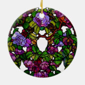 ヴィンテージティファニーステンドグラスパープルバラ セラミックオーナメント (裏面)