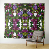 ヴィンテージティファニーステンドグラスパープルバラ タペストリー (インサイチュ(横))