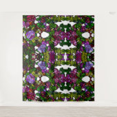 ヴィンテージティファニーステンドグラスパープルバラ タペストリー (正面)