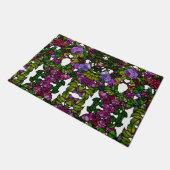 ヴィンテージティファニーステンドグラスパープルバラ ドアマット (アングル)