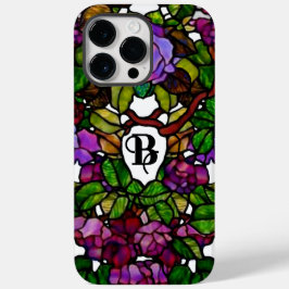 ヴィンテージティファニーステンドグラスパープルバラ Case-Mate iPhone 14 PRO MAXケース
