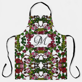 ヴィンテージティファニーステンドグラスピンクと赤のバラ エプロン