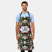 ヴィンテージティファニーステンドグラスピンクと赤のバラ エプロン (着用した状態)