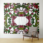 ヴィンテージティファニーステンドグラスピンクと赤のバラ タペストリー (インサイチュ(横))