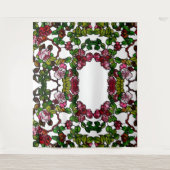 ヴィンテージティファニーステンドグラスピンクと赤のバラ タペストリー (正面)