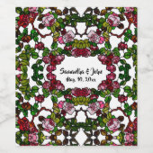 ヴィンテージティファニーステンドグラスピンクと赤のバラ ワインラベル (シングルラベル)