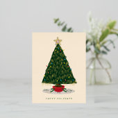 ヴィンテージティンセルクリスマスツリー 箔シーズンポストカード (立ち正面)