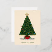 ヴィンテージティンセルクリスマスツリー 箔シーズンポストカード (正面/裏面)