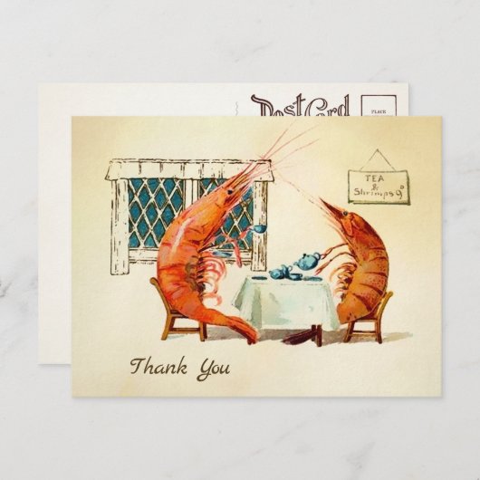 ヴィンテージティーエビありがとうはがき ポストカード (正面/裏面)