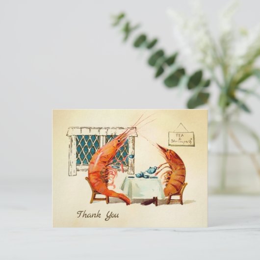 ヴィンテージティーエビありがとうはがき ポストカード (スタンド正面)