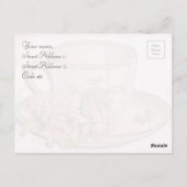 ヴィンテージティーカップとバラ悔やみや弔慰 ポストカード (裏面)