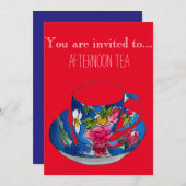 ヴィンテージティーカップアフタヌーンティーパーティー 招待状 (正面/裏面)
