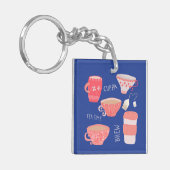 ヴィンテージティーカップティーポットイラストレーション キーホルダー (正面左)