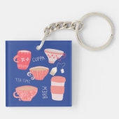 ヴィンテージティーカップティーポットイラストレーション キーホルダー (裏面)