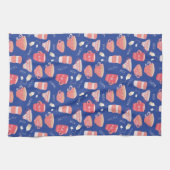 ヴィンテージティーカップティーポットパターン キッチンタオル (横)