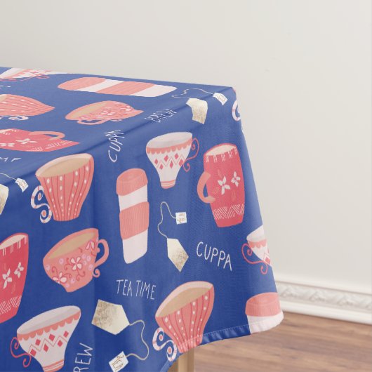 ヴィンテージティーカップティーポットパターン テーブルクロス (インサイチュ)