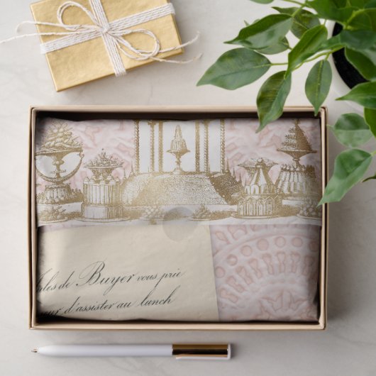 ヴィンテージティーカップハイティー金ゴールドとピンクのデコパージュ 薄葉紙 (ギフト)