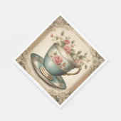 ヴィンテージティーカップフローラブライダルシャワーティーパーティー スタンダードランチョンナプキン (角)