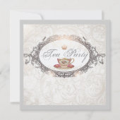 ヴィンテージティーカップブライダルシャワーティーパーティの招待状 招待状 (正面)