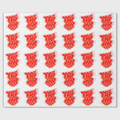 ヴィンテージティーカップ水玉模様赤白かわいい ラッピングペーパー (フラット)