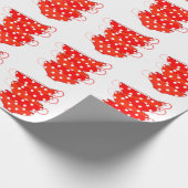 ヴィンテージティーカップ水玉模様赤白かわいい ラッピングペーパー (角)