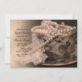 ヴィンテージティーカップ&ピアスブライダルシャワー招待 招待状 (正面)